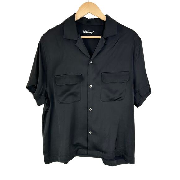 Elwood Other - Elwood Short Sleeve Satin Button-up Bowling Shirt in Black Size Small